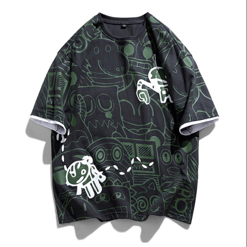 Áo Thun Nam Dáng Rộng Cổ Tròn In Họa Tiết Hoạt Hình Chất Cotton Phong Cách Đường Phố Thời Trang Zenkonu TOP NAM 272