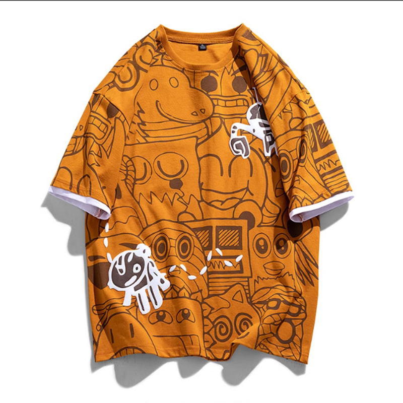 Áo Thun Nam Dáng Rộng Cổ Tròn In Họa Tiết Hoạt Hình Chất Cotton Phong Cách Đường Phố Thời Trang Zenkonu TOP NAM 272