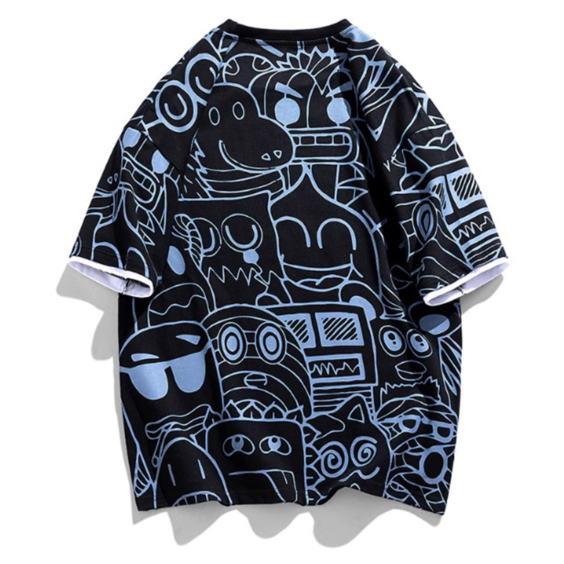 Áo Thun Nam Dáng Rộng Cổ Tròn In Họa Tiết Hoạt Hình Chất Cotton Phong Cách Đường Phố Thời Trang Zenkonu TOP NAM 272