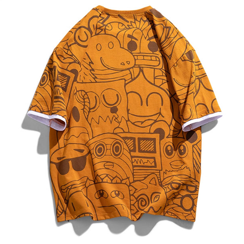 Áo Thun Nam Dáng Rộng Cổ Tròn In Họa Tiết Hoạt Hình Chất Cotton Phong Cách Đường Phố Thời Trang Zenkonu TOP NAM 272