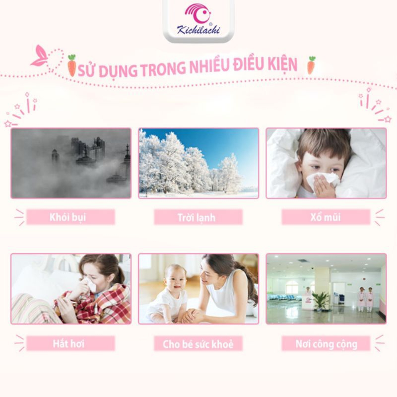 Set 3 khẩu trang gấu cho bé sơ sinh bảo vệ hô hấp cho bé Kichilachi Nhật Bản