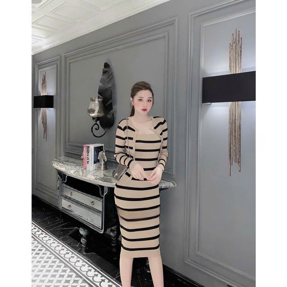 Váy bầu thu đông len đẹp Aidenshop set len thời trang