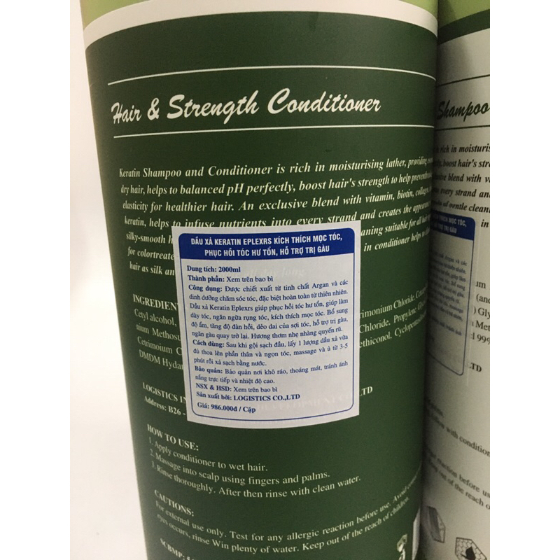 Dầu gội xả keratin Phục Hồi Siêu Mượt 2000ml hương thơm nước hoa