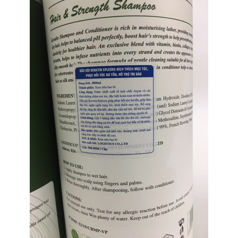 Dầu gội xả keratin Phục Hồi Siêu Mượt 2000ml hương thơm nước hoa