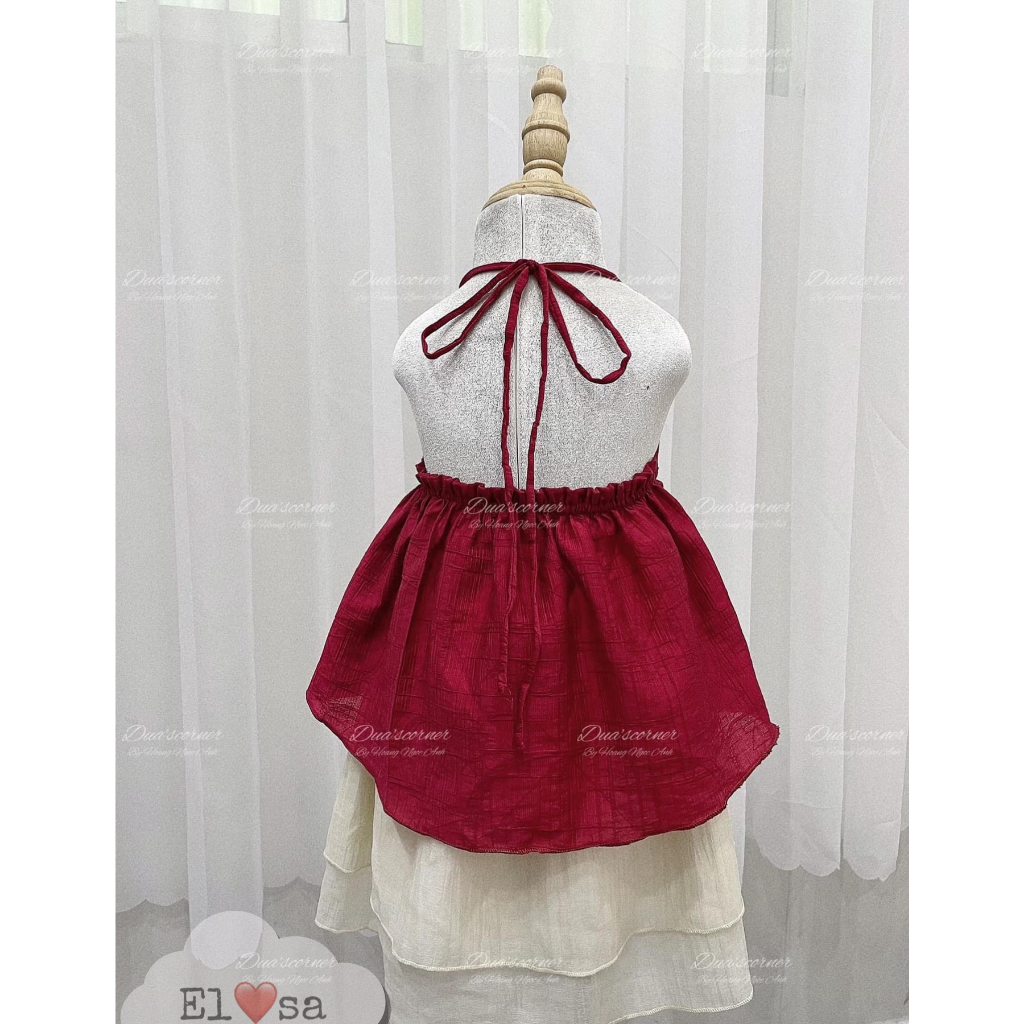 Bộ bé gái_Set yếm đũi 3 chi tiết áo yếm,chân váy và 1 khăn 10-30kg XHN1315
