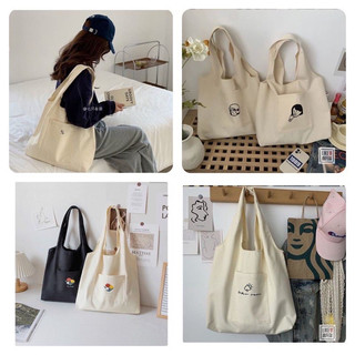 Túi tote túi vải canvas Cỡ Lớn phong cách Hàn quốc, có khóa miệng thời trang ulzzang