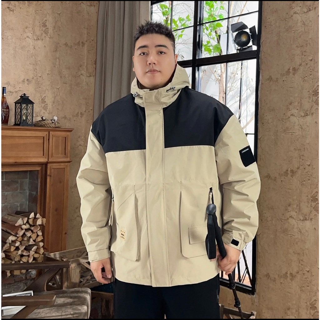 Áo Khoác Nam Big Size REVERED 75kg - 125kg Kháng Nước Áo Khoác Gió Nam Bigsize KG4 Dù 2 Lớp Có Nón Chống Nắng Chống Nước