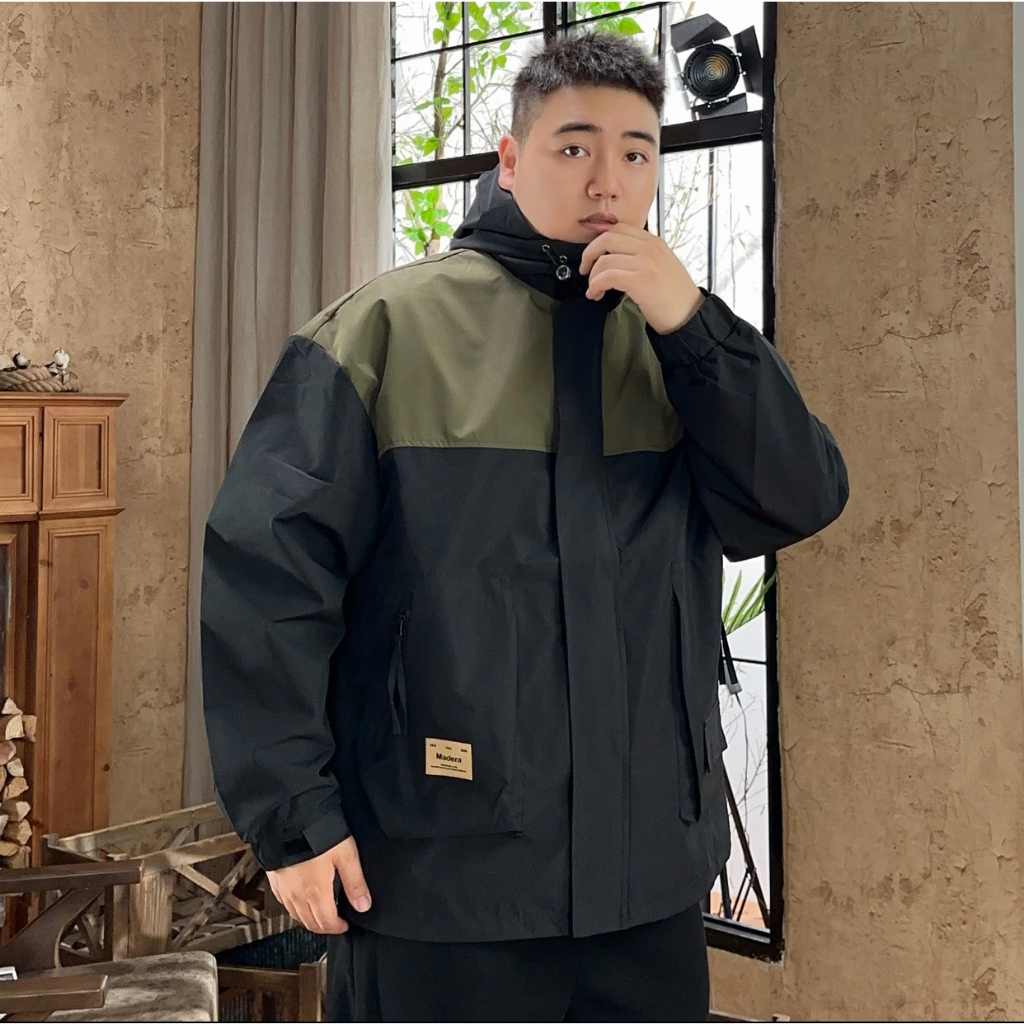 Áo Khoác Nam Big Size REVERED 75kg - 125kg Kháng Nước Áo Khoác Gió Nam Bigsize KG4 Dù 2 Lớp Có Nón Chống Nắng Chống Nước