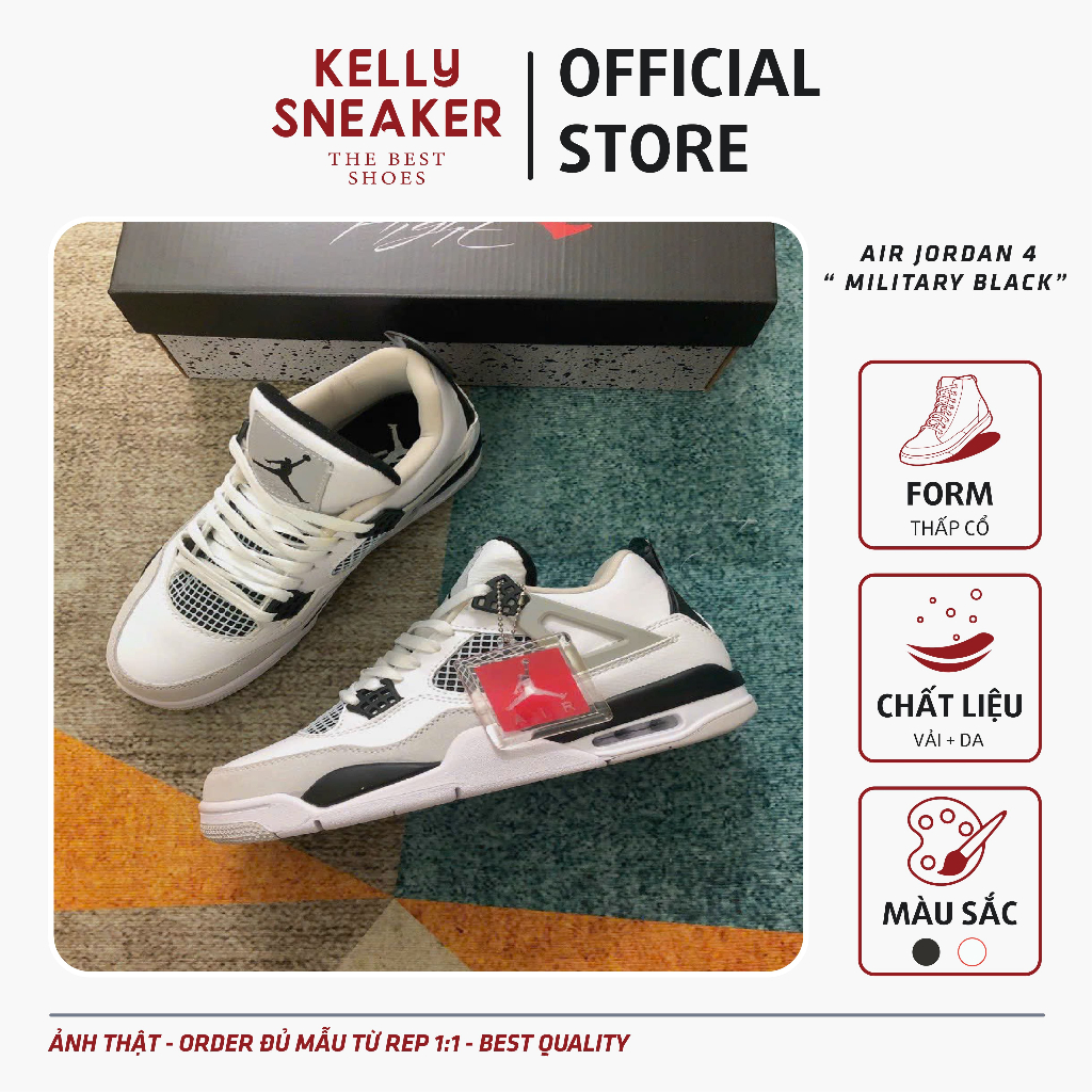 [KELLY SNEAKERS] Giày Thể Thao Sneaker Jordan 4 “Black&White”(ẢNH THẬT + HÀNG SẴN)