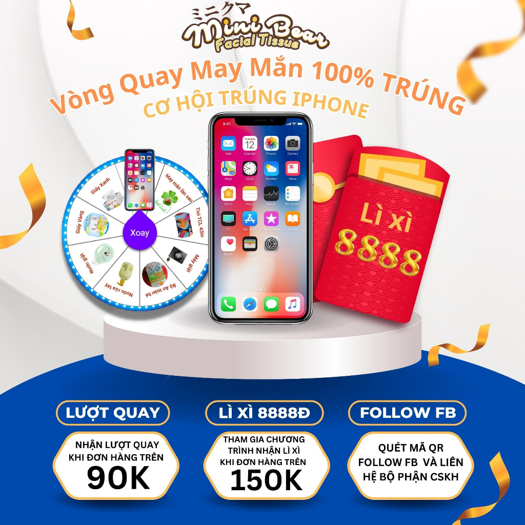 Giấy ăn Minibear, thùng 30 gói khăn giấy cao cấp thêm dày 300 tờ 4 lớp, 100% bột gỗ nguyên sinh, an toàn làn da.