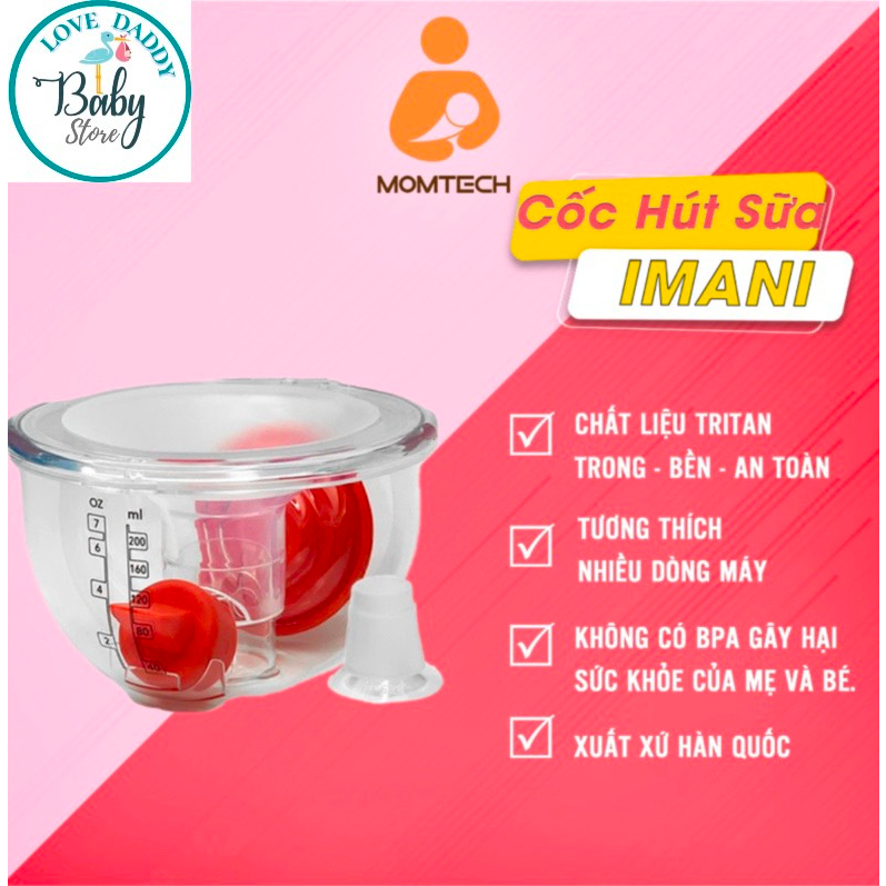 Cốc Hút Sữa Rảnh Tay IMANI Hands Free Cup Set Chất Liệu An Toàn Phù Hợp Với Nhìu Dòng Máy Hút Sữa