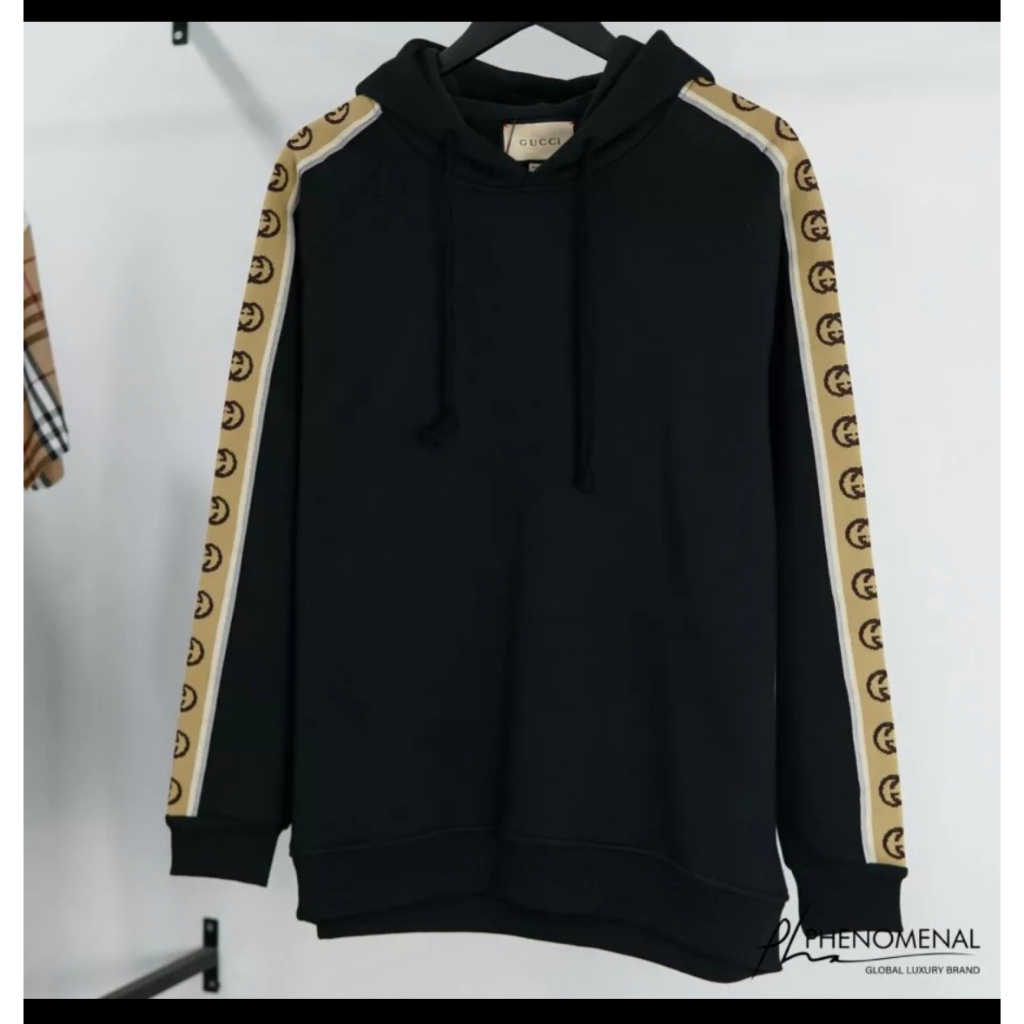Áo khoác hoddie gucci chất nỉ lót lông ấm áp-áo khoác gucci cánh tay phối sọc thêu chất lượng