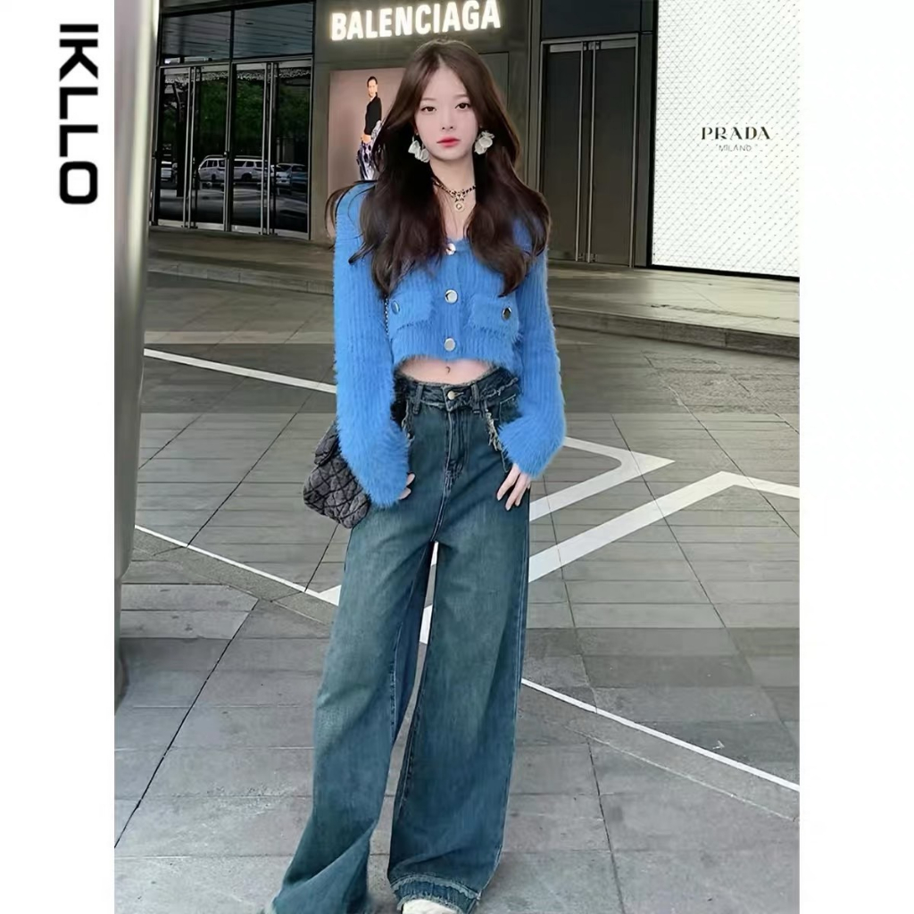 Cardigan Lông Thỏ Khuy Đồng Phong Cách Sang Chảnh - Áo Len Lông Thỏ Dài Tay Dáng Croptop Cài Khuy Thời Trang