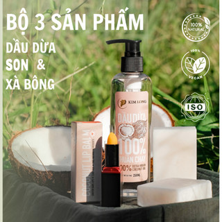 Combo dầu dừa 250ml - son - xà bông dừa - món quà từ cây dừa bến tre