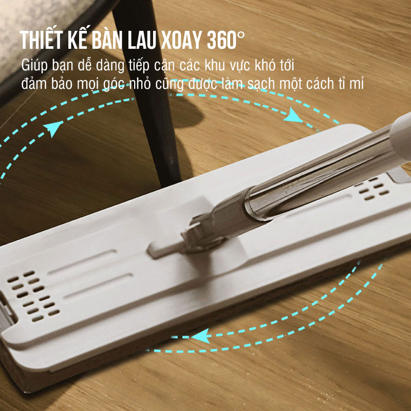 Chổi lau nhà tự vắt thông minh Lusen KN33A, cây lau nhà xoay 360 độ, bộ lau tách nước sạch và khô nhanh chính hãng
