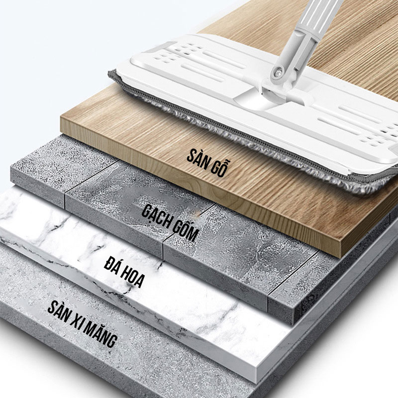 Chổi lau nhà tự vắt thông minh Lusen KN33A, cây lau nhà xoay 360 độ, bộ lau tách nước sạch và khô nhanh chính hãng