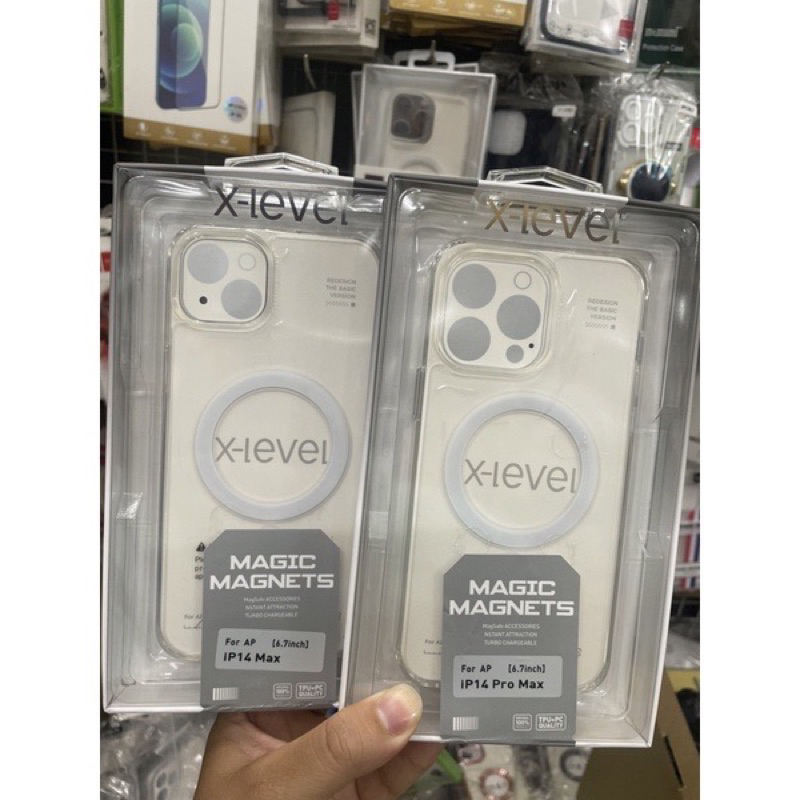 Ốp X-Level Lưng trong suốt từ tính Iphone 14/ ip14pro/ ip14 plus/ ip14 pro max