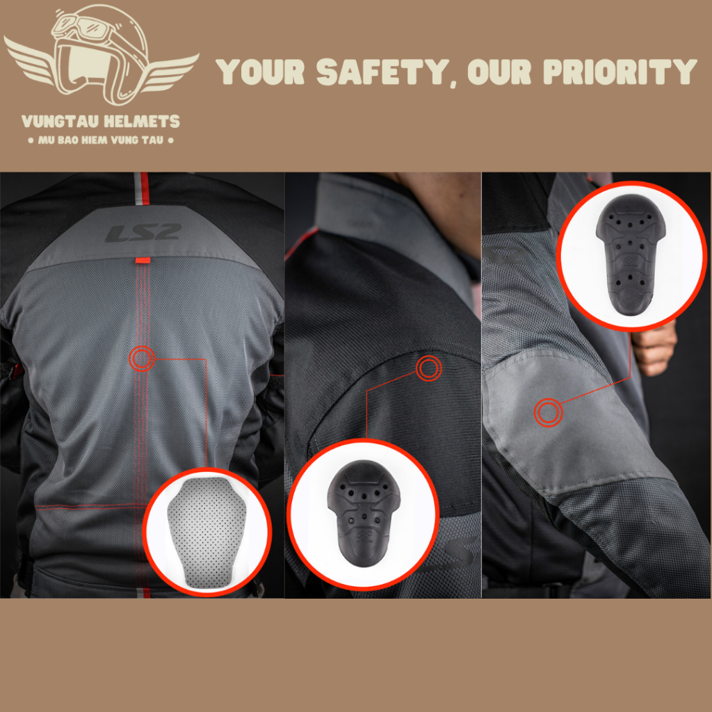 Đệm giáp bảo hộ cho áo/quần giáp LS2 (Không bao gồm áo/quần bảo hộ) - VungTau Helmets - Nón bảo hiểm chính hãng Vũng Tàu