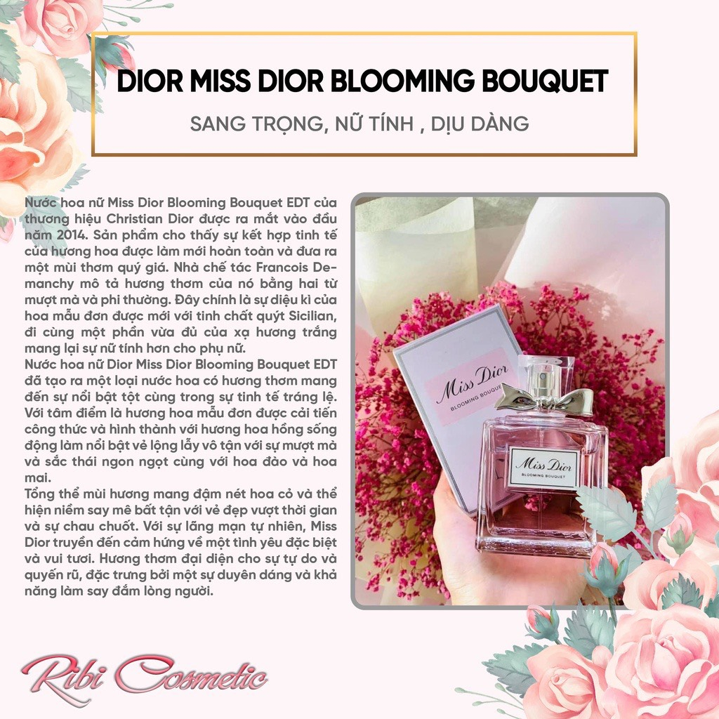 [𝐀𝐮𝐭𝐡] Nước Hoa Nữ Miss Dior Blooming Bouquet Edt Nữ tính, Dịu dàng, Tươi trẻ Mùi Hương Yêu Thích Của Jisoo | BigBuy360 - bigbuy360.vn