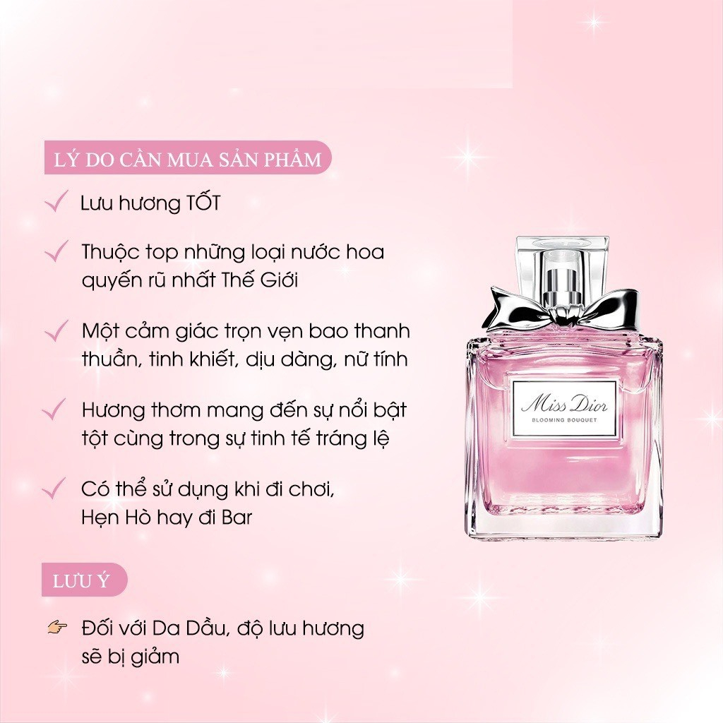 [𝐀𝐮𝐭𝐡] Nước Hoa Nữ Miss Dior Blooming Bouquet Edt Nữ tính, Dịu dàng, Tươi trẻ Mùi Hương Yêu Thích Của Jisoo | BigBuy360 - bigbuy360.vn