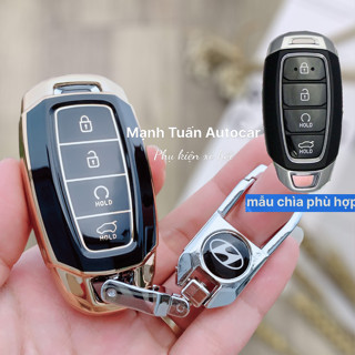 ốp chìa khóa Huyndai Accent 2021 - 2022 - 2023, 2024 , 2025  Elantra 2023 - 2024 - 2025 < TPU Đen - Vàng >