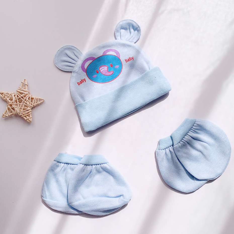 Set Nón Kèm Bao Tay Chân Hotga Chất Cotton Mềm Mỏng Mịn_Set Tai Thỏ Hotga