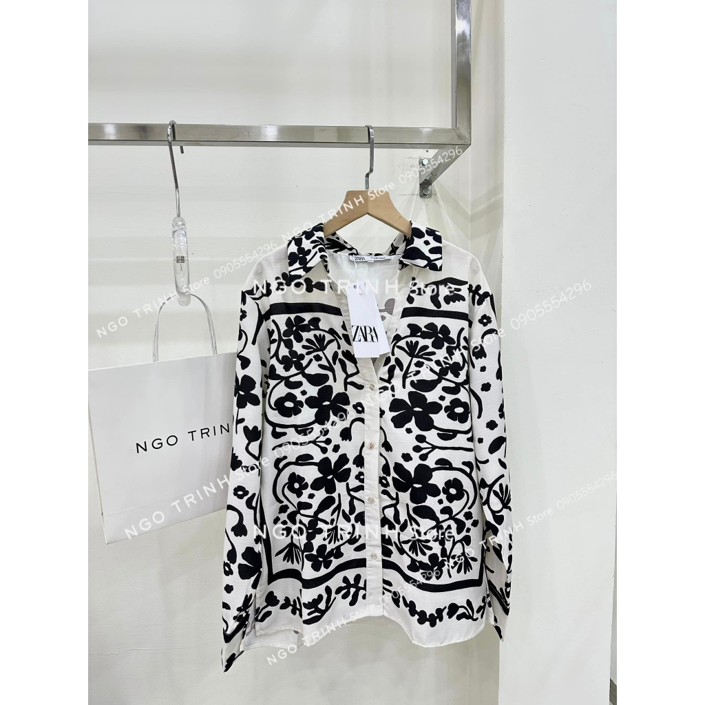Áo kết hợp váy Zara xuất xịn họa tiết bắt mắt