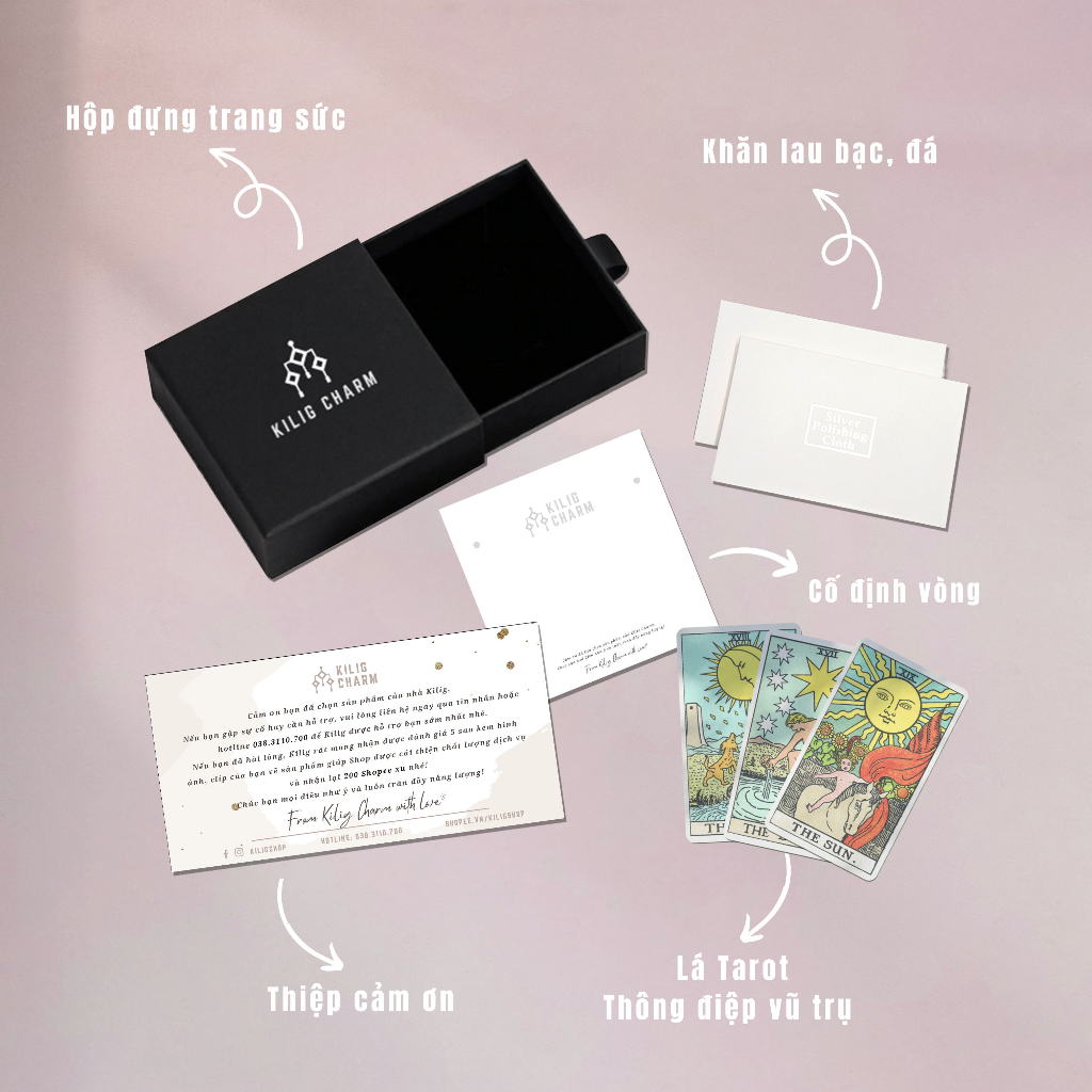 Vòng tay đá năng lượng thạch anh dâu tây thu hút tình duyên, sáng tạo dành cho nữ tự điều chỉnh size - KILIG CHARM KC02