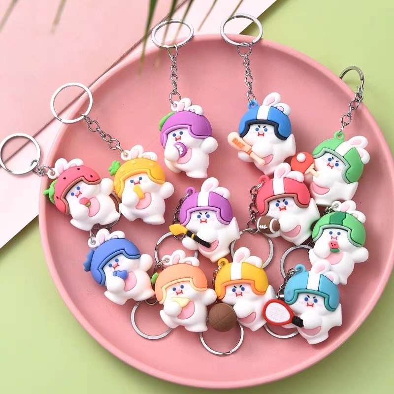 Móc khóa con vật đội mũ đáng yêu làm quà tặng