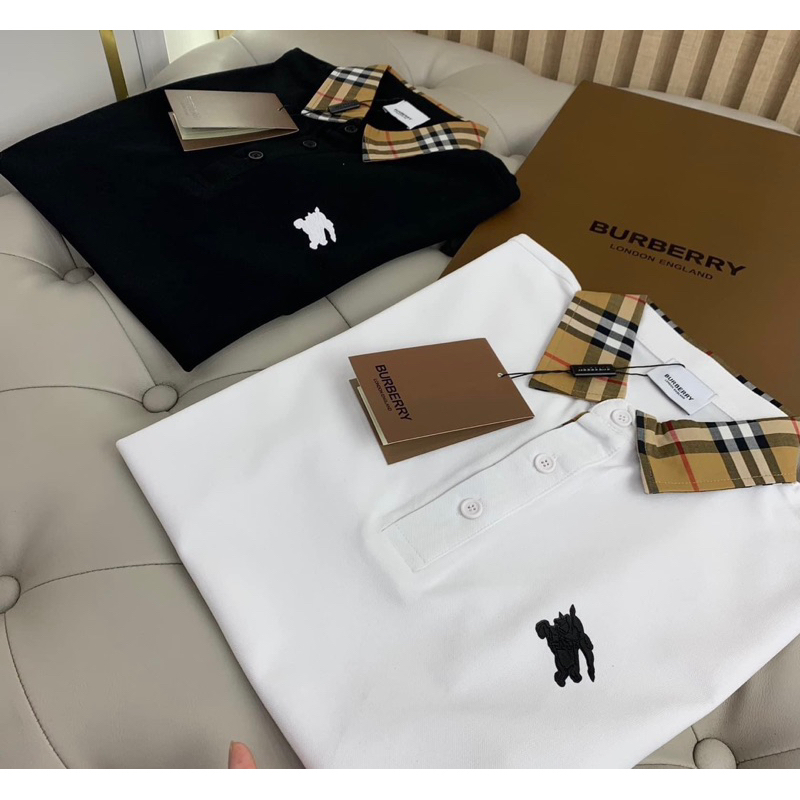 Áo polo nam bbr hai màu trắng đen có hoạ tiết logo đơn giản cổ bẻ phối thời trang phong cách giới trẻ có size s đến xl