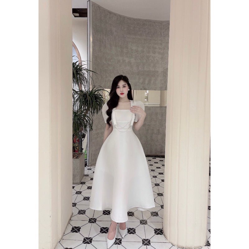 Đầm dài nơ vai 55-90kg QUỲNH NHƯ BIGSIZE