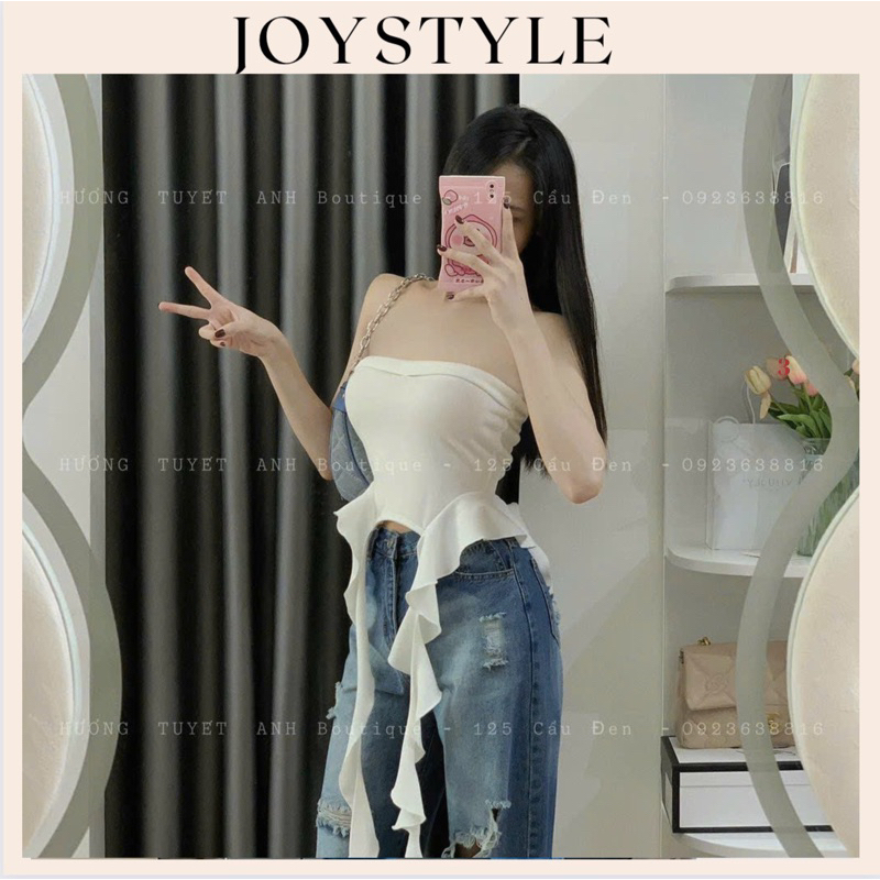 Áo ống ngực bèo tua rua - Áo thun JOYSTYLE tone dáng V6