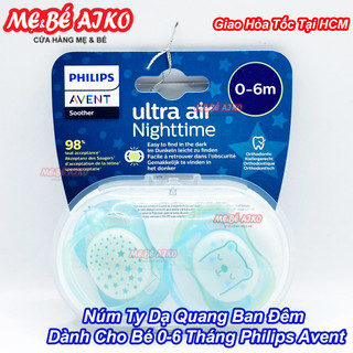 Vỉ 2 Núm Ty Ngậm Dạ Quang Cho Bé Từ 0-6 Tháng Philips Avent SCF- 2 Chiếc/hộp (Dạng Núm Dẹp)