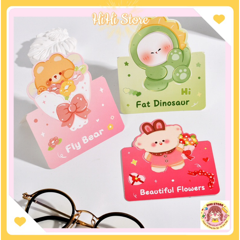 Thiệp Chúc Mừng In Hình Hoạt Hình Dễ Thương Phong Cách Gấp 3D Hàn Quốc Tặng Quà Cho Bé