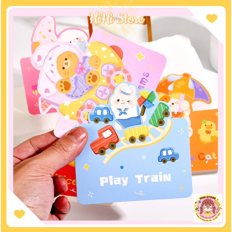 Thiệp Chúc Mừng In Hình Hoạt Hình Dễ Thương Phong Cách Gấp 3D Hàn Quốc Tặng Quà Cho Bé