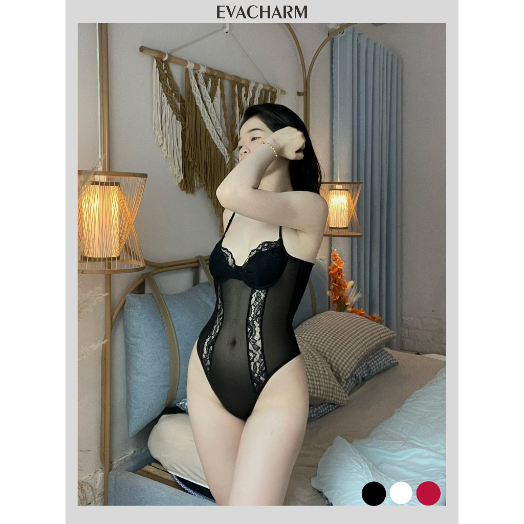 Bodysuit lưới phối ren có gọng mút đệm mỏng vừa