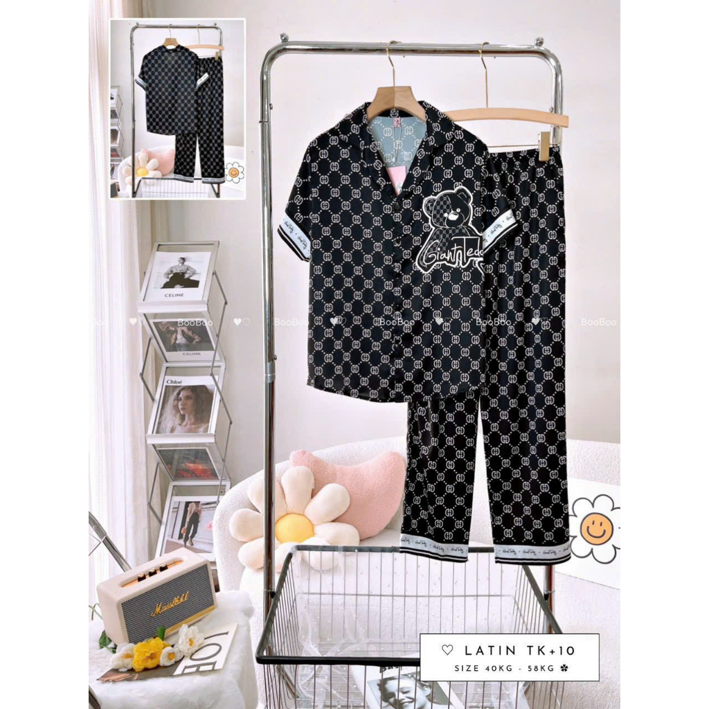 (40-56kg F2) Đồ bộ BOO BOO pijama/pyjama/pizama TNQD latin/lụa cao cấp. drap gối codipa. gấu lotso/pooh - mickey