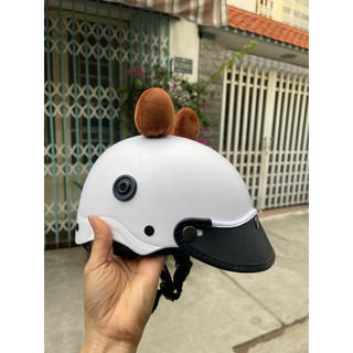 Nón bảo hiểm có lổ thông gió gắn tai gấu cute