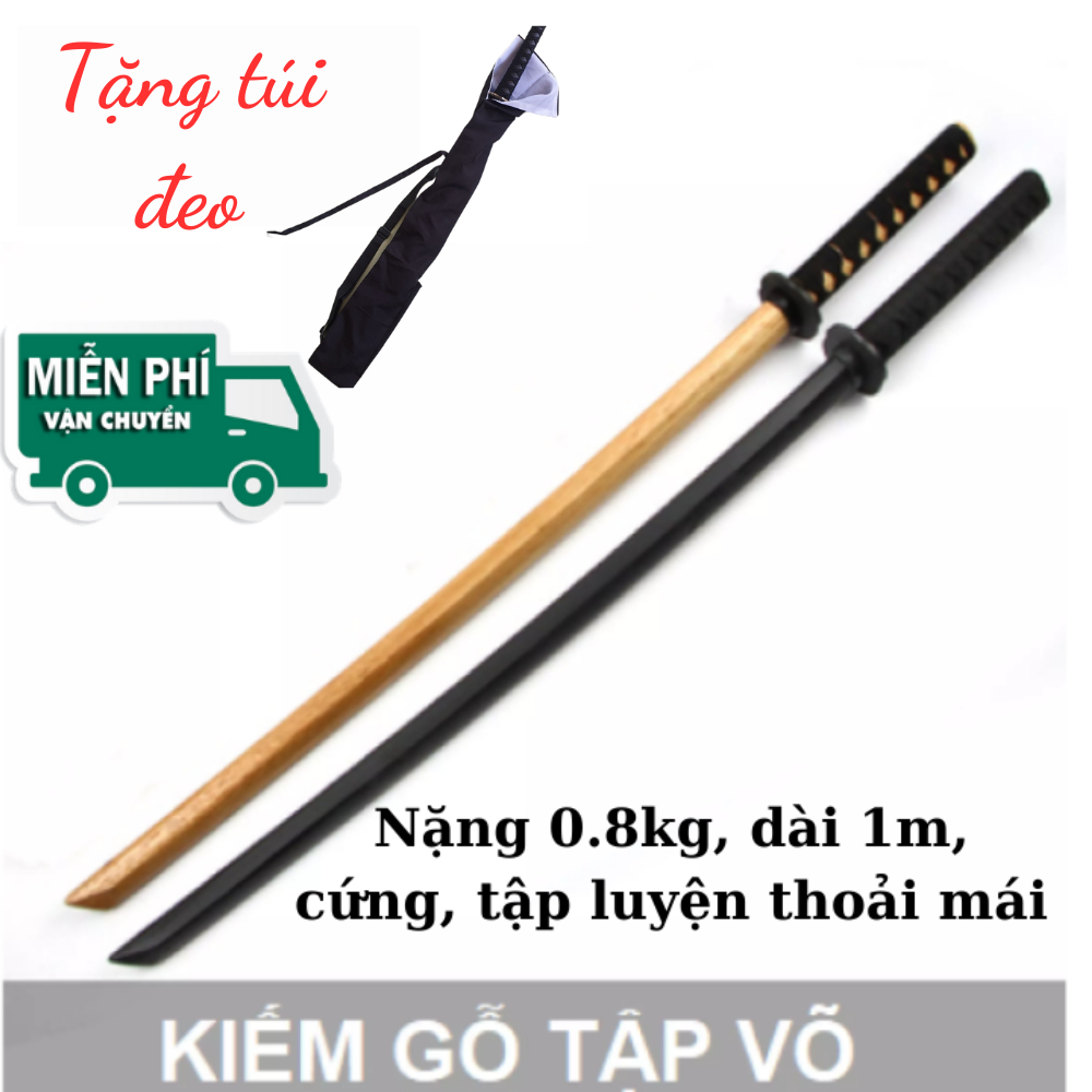 Kiếm gỗ tập luyện các môn võ thuật, đạo cụ đóng phim, trưng bày phong thủy loại dài 1m cứng chắc.