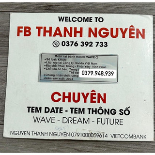 Tem thông số năm sản xuất wave alpha 2004 ( chuẩn zin )