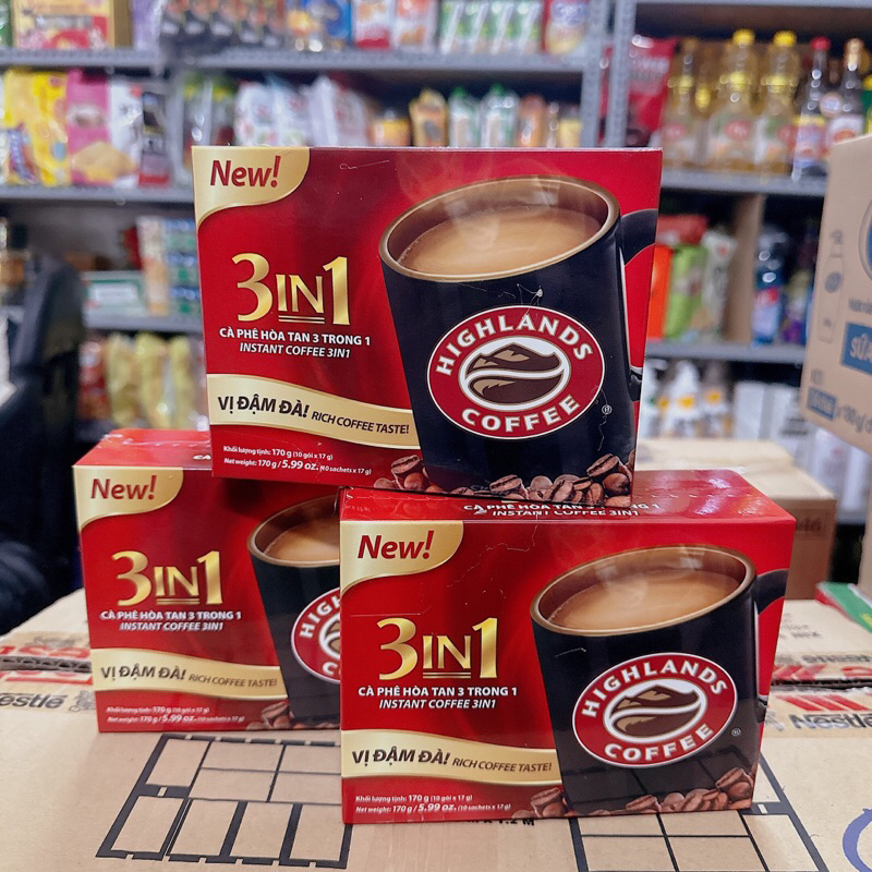 ☕️CAFE HIGHLANDS HỘP LỚN 10  GÓI 340gr 3in1 HOÀ TAN VỊ ĐẬM ĐÀ