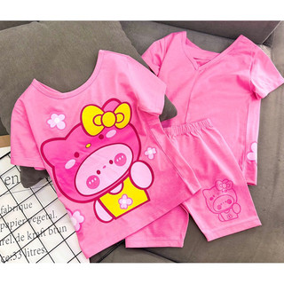 Bộ ngố đại in màu thun cotton 4 chiều mềm đẹp cho bé gái - Bộ mùa hè cho bé - FREESHIP