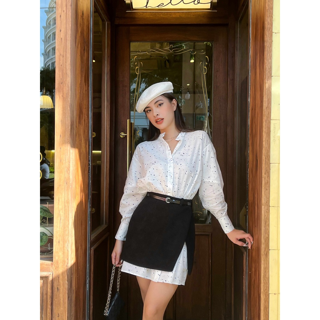 Chân váy mini Callie Skirt SAMPLE LONDON, chất nhung đắp tà, phù hợp đi tiệc, đi làm, đi chơi