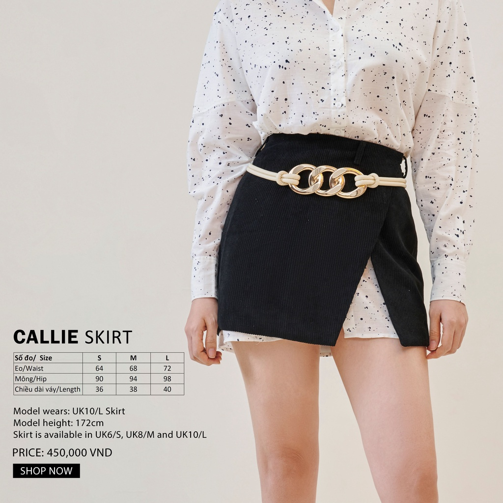 Chân váy mini Callie Skirt SAMPLE LONDON, chất nhung đắp tà, phù hợp đi tiệc, đi làm, đi chơi
