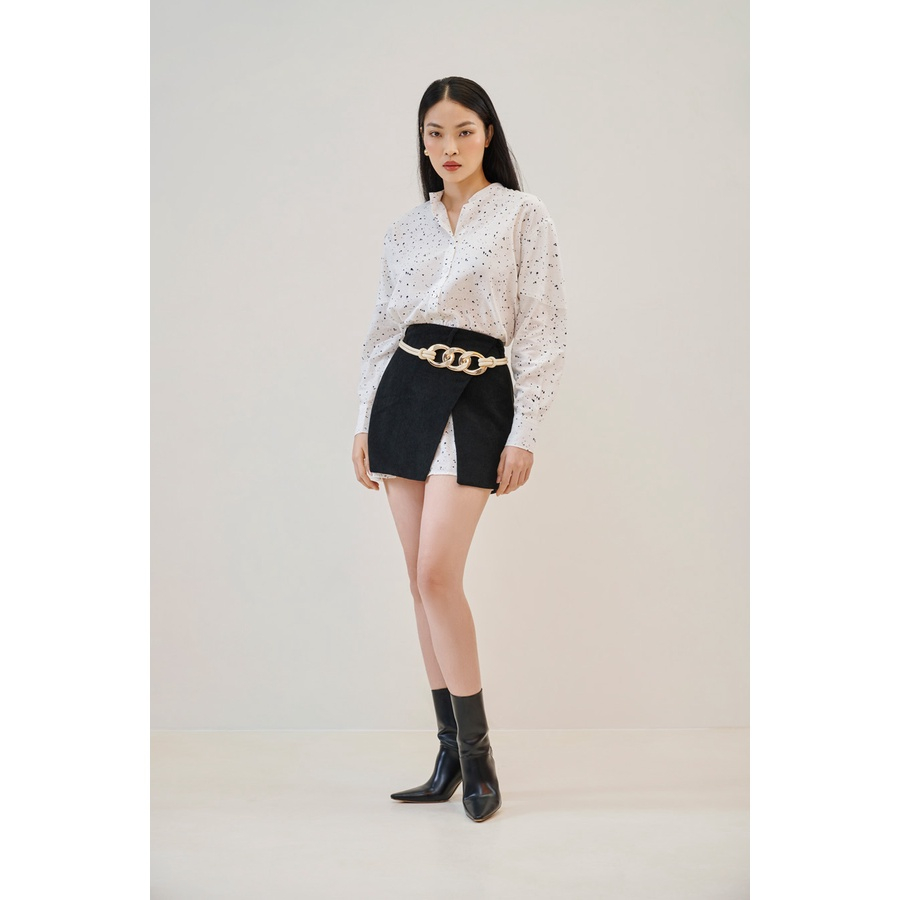 Chân váy mini Callie Skirt SAMPLE LONDON, chất nhung đắp tà, phù hợp đi tiệc, đi làm, đi chơi