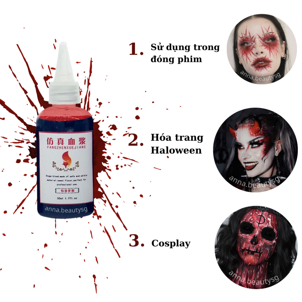 Máu giả hóa trang Haloween chuyên nghiệp dạng lỏng, máu giả đóng phim truyền hình y như thật