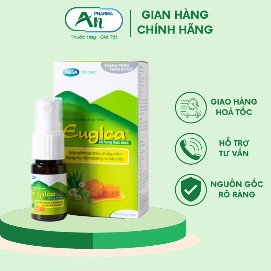 Xịt họng Eugica giảm ho ,rát họng -Chai 10ml