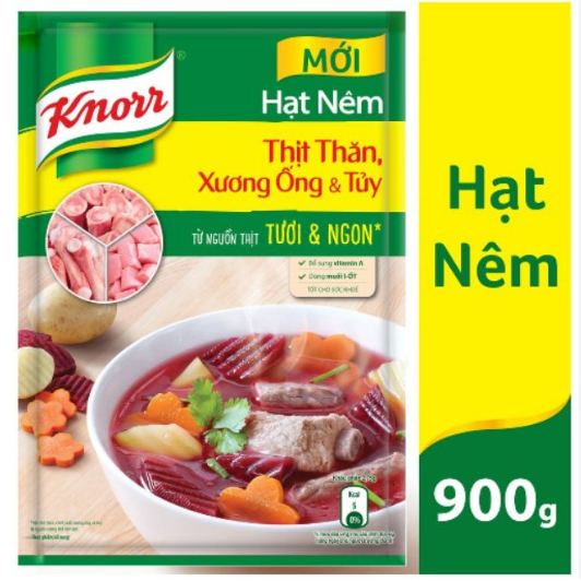 Hạt nêm knorr thịt thăn. xương ống & tủy bổ sung vitamin a 900g