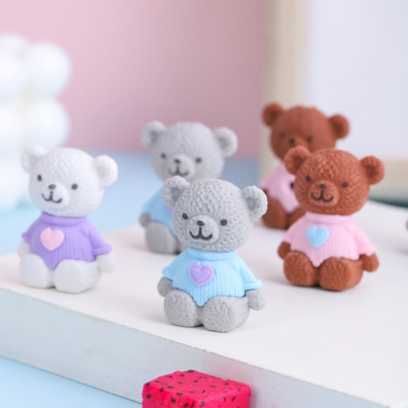 Set 2 Gôm Tẩy Gấu Teddy Pony Cún Tiên Cá Voi Kem Cà Rốt Dụng Cụ Học Tập Sinh Viên Văn Phòng