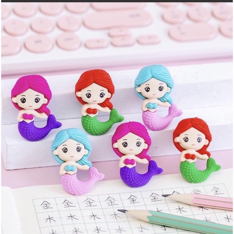Set 2 Gôm Tẩy Gấu Teddy Pony Cún Tiên Cá Voi Kem Cà Rốt Dụng Cụ Học Tập Sinh Viên Văn Phòng